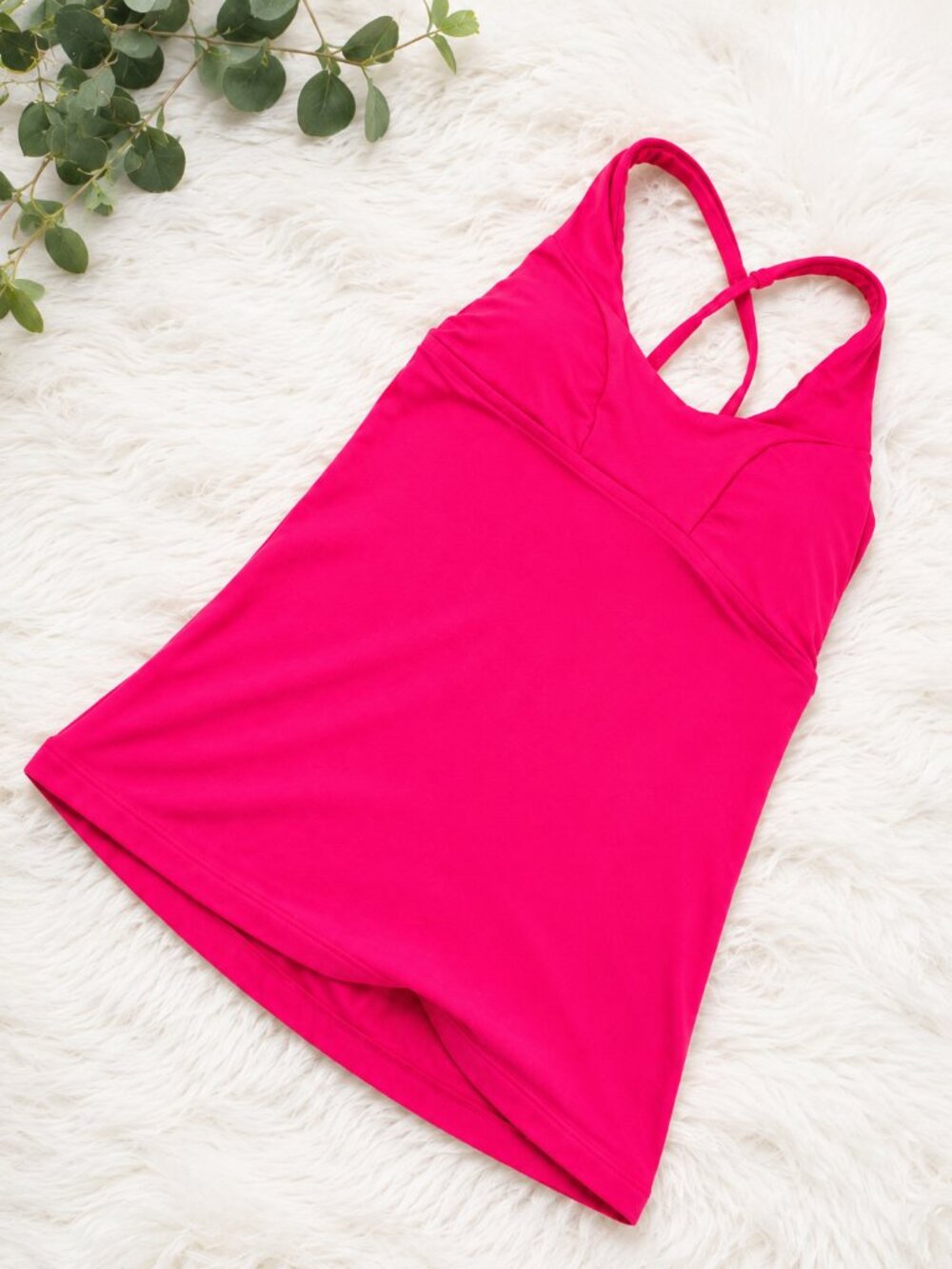 Athleta Triangle Tankini Swim Top Bright Tropical Pink XS Built-In Bra